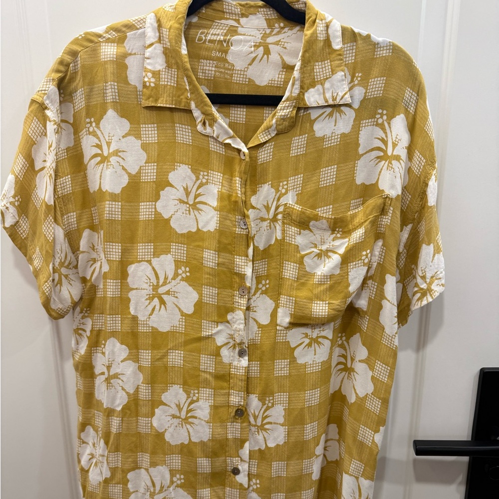 Yellow Floral Button-Up Shirt